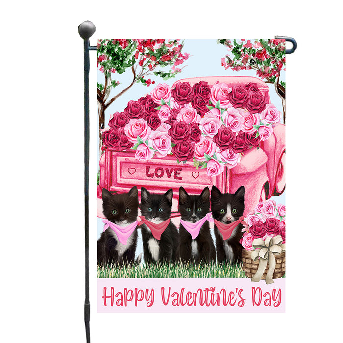 Bed of Roses Valentines Pink Truck Tuxedo Cats Garden Flags- Outdoor Double Sided Garden Yard Porch Lawn Spring Decorative Vertical Home Flags 12 1/2"w x 18"h AA11