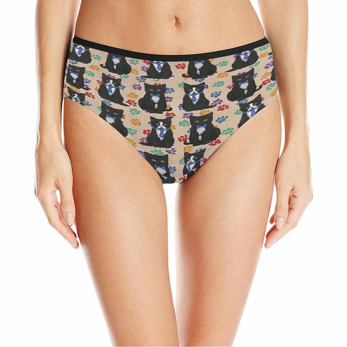 Tuxedo Cats Blue  Women&#039;s High Waist Briefs (Model L26)