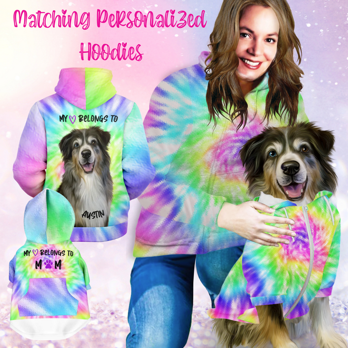 Watercolor Tie Dye Unisex Microfleece Lined Human Hoodie and Pet Hoodi