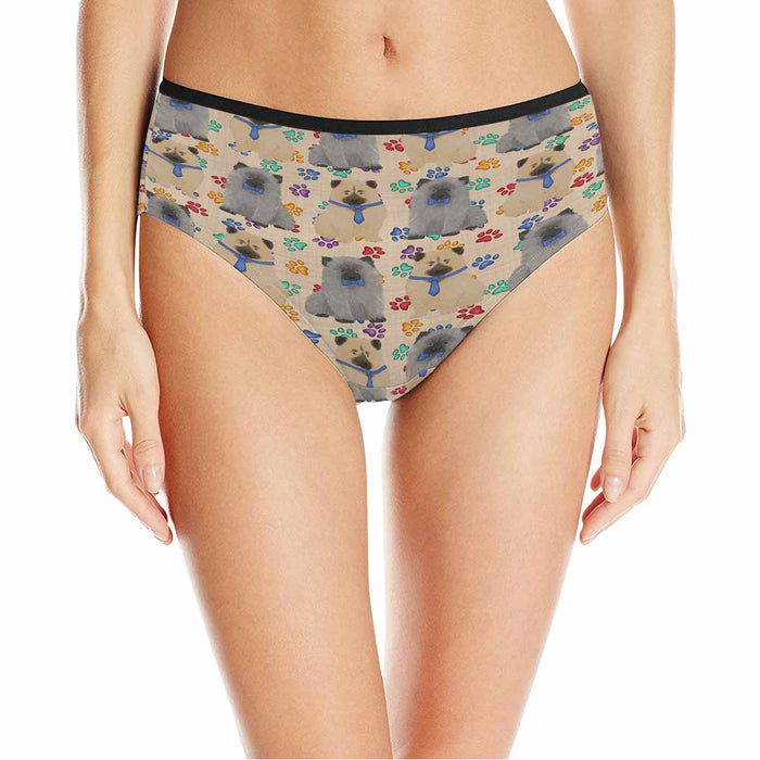 Keeshond Dogs Blue  Women&#039;s High Waist Briefs (Model L26)