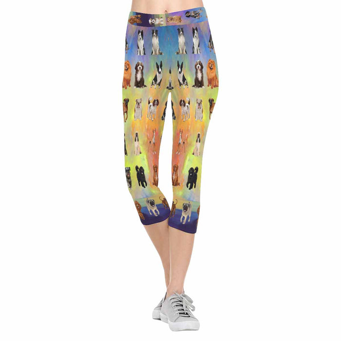 Multi Breed Dogs  All-Over Low Rise Capri Leggings (Model L08)