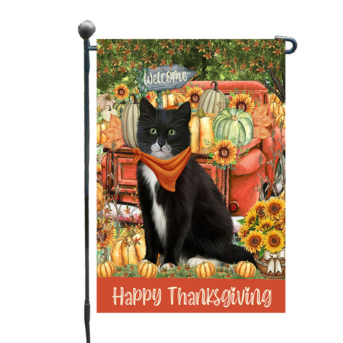 Fall Orange Truck Sunflowers and Pumpkin Tuxedo Cats Garden Flags- Outdoor Double Sided Garden Yard Porch Lawn Spring Decorative Vertical Home Flags 12 1/2"w x 18"h AA11
