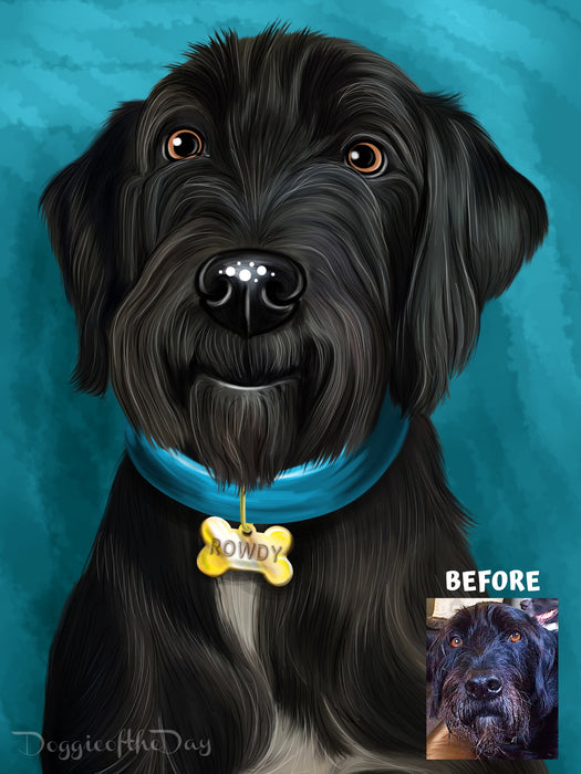 Digital Caricature PERSONALIZED Painting PET PORTRAIT! Custom Pet Photo Dog or Cat Art