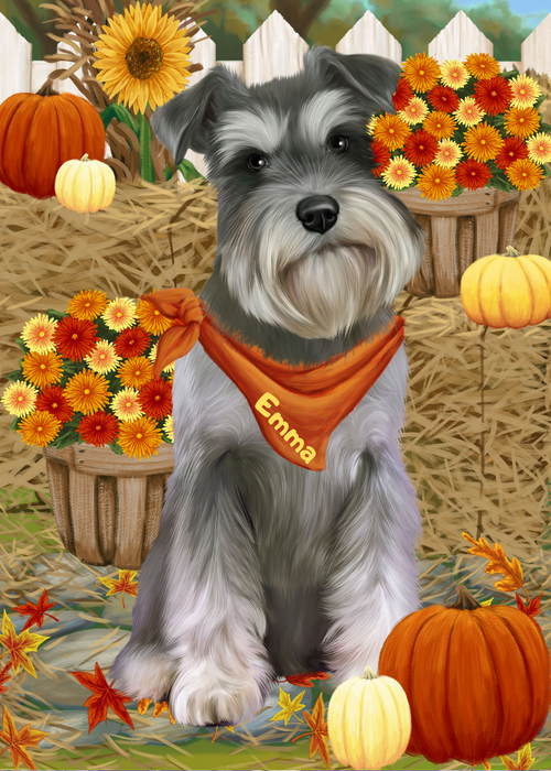 Custom Digital Painting Art Photo Personalized Dog Cat in Fall Autumn Pumpkin