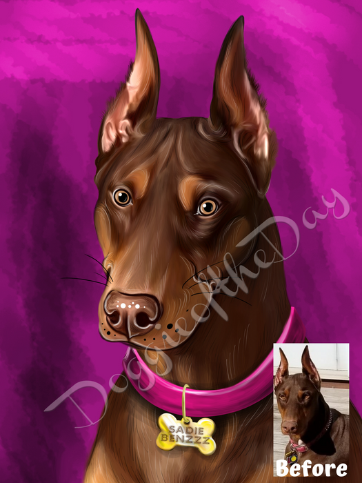 Digital Painting PERSONALIZED Caricature PET PORTRAIT! Custom Pet Dog or Cat Art