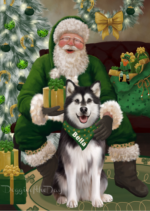 Christmas Irish Santa with Dog and Gift Blanket