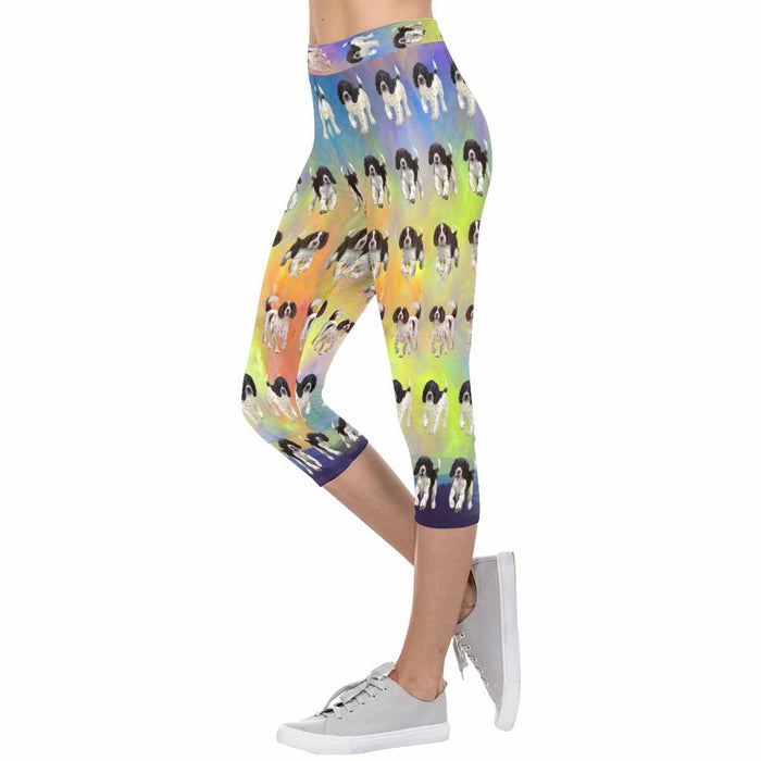 English Spring Spaniel Dogs  All-Over Low Rise Capri Leggings (Model L08)