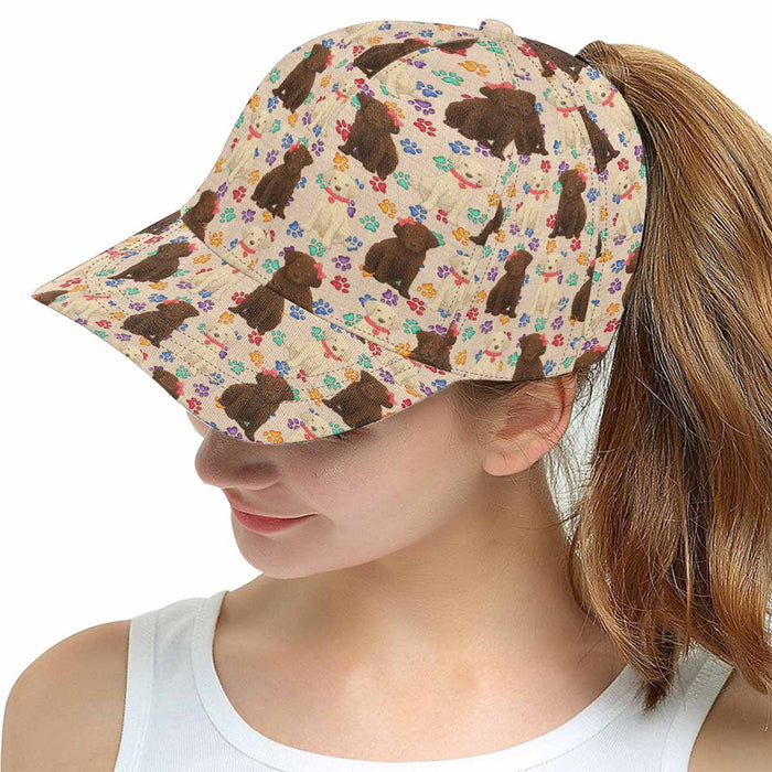 Women's All Over Rainbow Paw Print Chesapeake Bay Retriever Dog Snapback Hat Cap