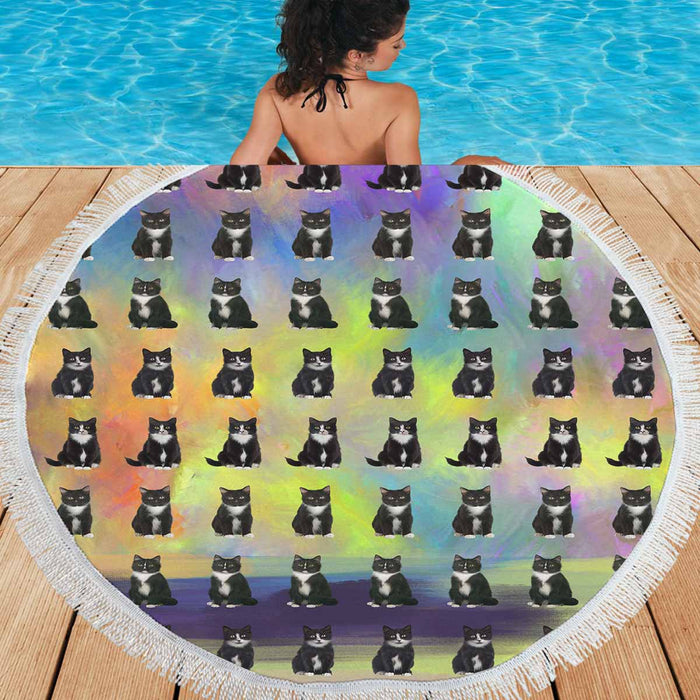 Tuxedo Cats  Round Beach Mat 59’’