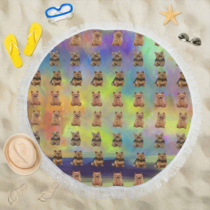 Australian Terrier Dogs  Round Beach Mat 59’’