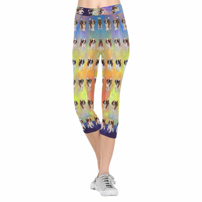 Saint Bernard Dogs  All-Over Low Rise Capri Leggings (Model L08)