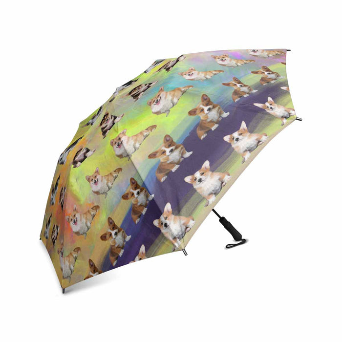 Corgi Dogs  Semi-Automatic Foldable Umbrella