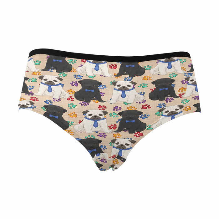 Pug Dogs Blue  Women&#039;s High Waist Briefs (Model L26)