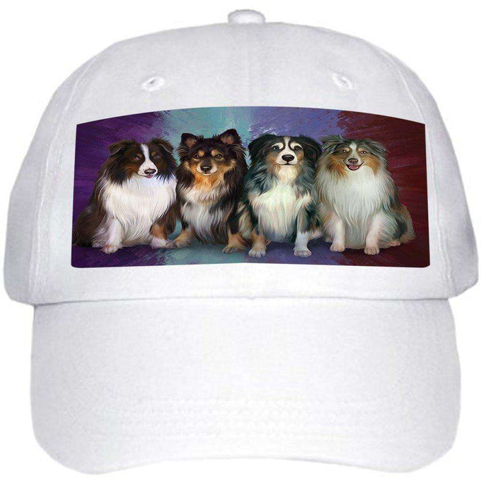 4 Australian Shepherds Dog Ball Hat Cap HAT48327