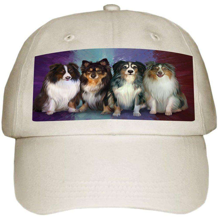 4 Australian Shepherds Dog Ball Hat Cap HAT48327