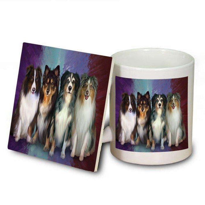 4 Australian Shepherds Dog Mug and Coaster Set MUC48190