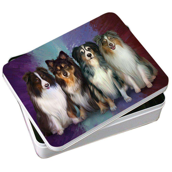 4 Australian Shepherds Dog Photo Storage Tin PITN48194