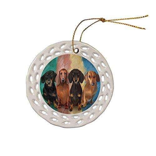 4 Dachshunds Dog Ceramic Doily Ornament DPOR48226