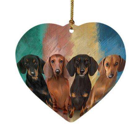 4 Dachshunds Dog Heart Christmas Ornament HPOR48226