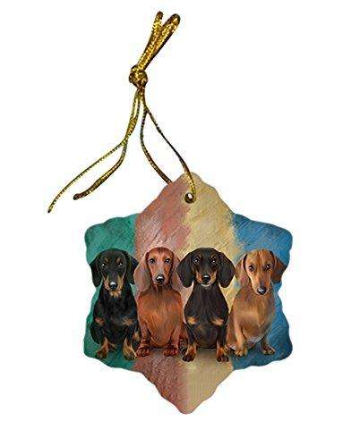 4 Dachshunds Dog Star Porcelain Ornament SPOR48218