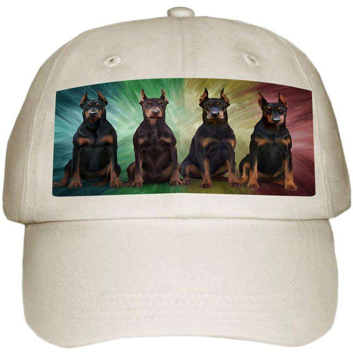 4 Doberman Pinschers Dog Ball Hat Cap HAT48420