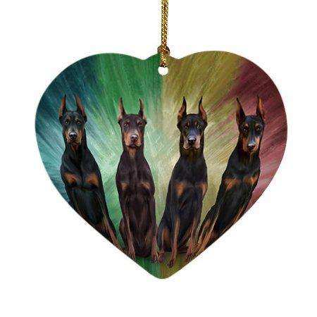 4 Doberman Pinschers Dog Heart Christmas Ornament HPOR48229