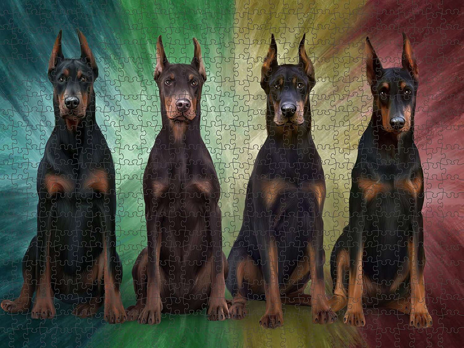 4 Doberman Pinschers Dog Puzzle with Photo Tin PUZL48540