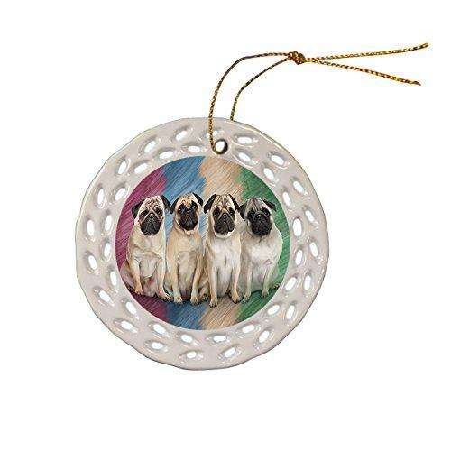 4 Pugs Dog Ceramic Doily Ornament DPOR48231