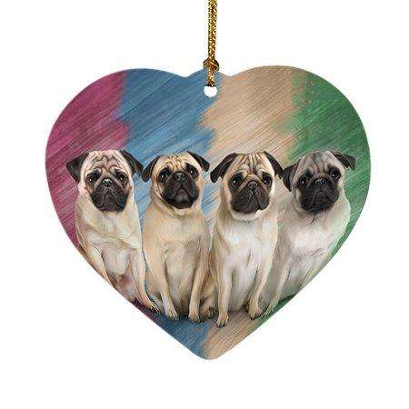 4 Pugs Dog Heart Christmas Ornament HPOR48231