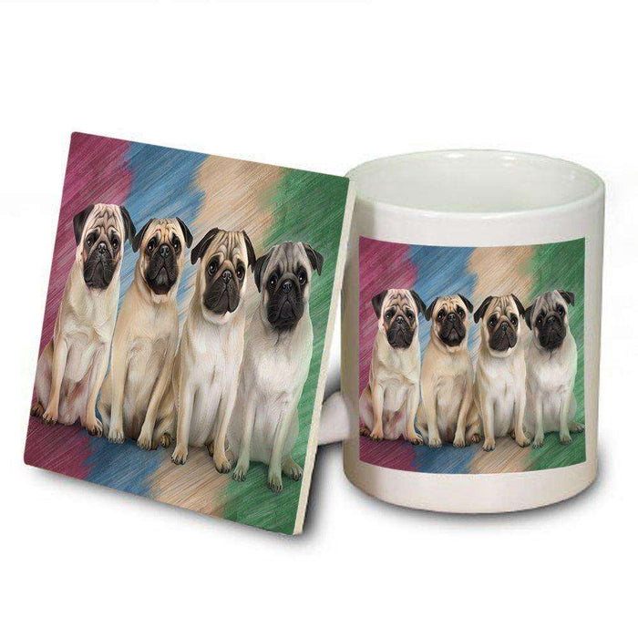4 Pugs Dog Mug and Coaster Set MUC48223