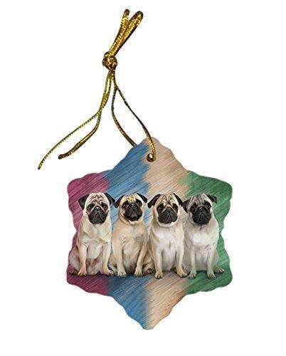 4 Pugs Dog Star Porcelain Ornament SPOR48223