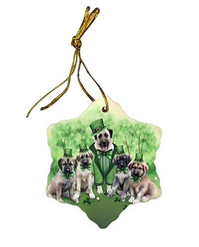 St. Patricks Day Irish Family Portrait Anatolian Shepherds Dog Star Porcelain Ornament SPOR48388