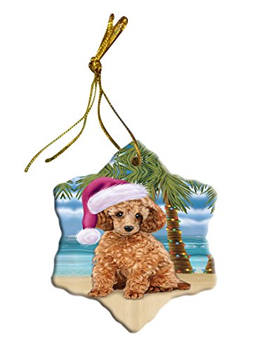 Summertime Poodle Dog on Beach Christmas Star Ornament POR2927