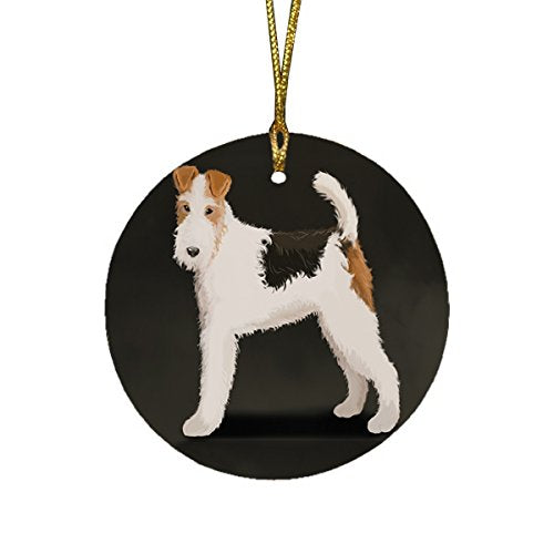Wire Fox Terrier Dog Round Christmas Ornament