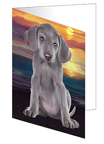 Weimaraner Dog Handmade Artwork Assorted Pets Greeting Cards and Note Cards with Envelopes for All Occasions and Holiday Seasons GCD49784