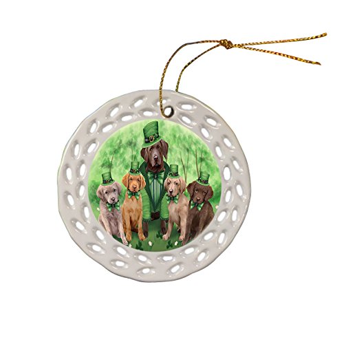 St. Patricks Day Irish Family Portrait Chesapeake Bay Retrievers Dog Ceramic Doily Ornament DPOR48770