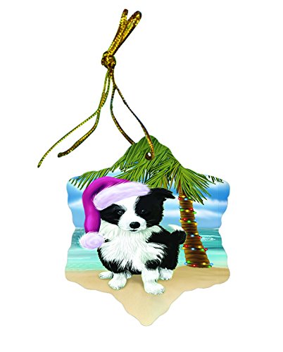 Summertime Border Collie Dog on Beach Christmas Star Ornament POR2990