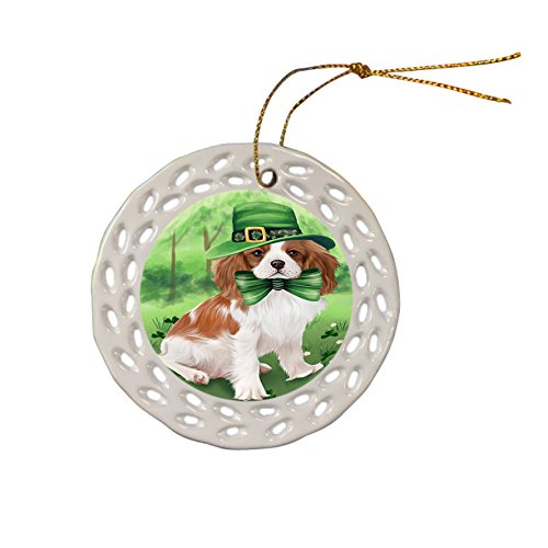 St. Patricks Day Irish Portrait Cavalier King Charles Spaniel Dog Ceramic Doily Ornament DPOR48766