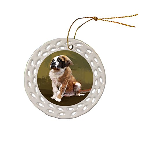 Saint Bernard Dog Ceramic Doily Ornament DPOR48381