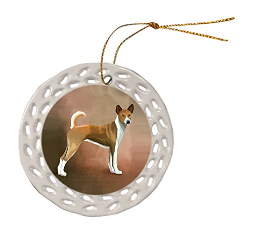 Telomian Dog Christmas Doily Ceramic Ornament