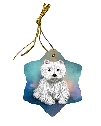 West Highland Terrier Dog Christmas Snowflake Ceramic Ornament