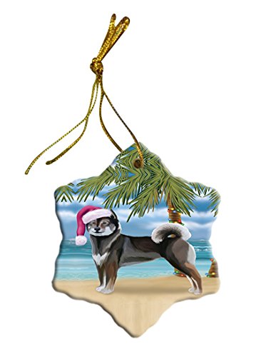 Summertime Aiku Dog on Beach Christmas Star Ornament POR2750