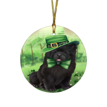 St. Patricks Day Irish Portrait Chow Chow Dog Round Christmas Ornament RFPOR48774