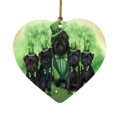 St. Patricks Day Irish Family Portrait Affenpinschers Dog Heart Christmas Ornament HPOR48444