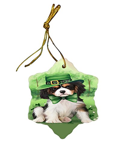 St. Patricks Day Irish Portrait Cavalier King Charles Spaniel Dog Star Porcelain Ornament SPOR48760