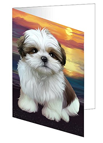 Shih Tzu Dog Handmade Artwork Assorted Pets Greeting Cards and Note Cards with Envelopes for All Occasions and Holiday Seasons D520
