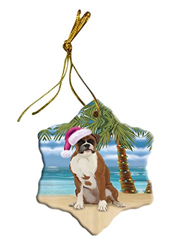 Summertime Boxer Dog on Beach Christmas Star Ornament POR2805