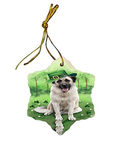 St. Patricks Day Irish Portrait Anatolian Shepherd Dog Star Porcelain Ornament SPOR48387