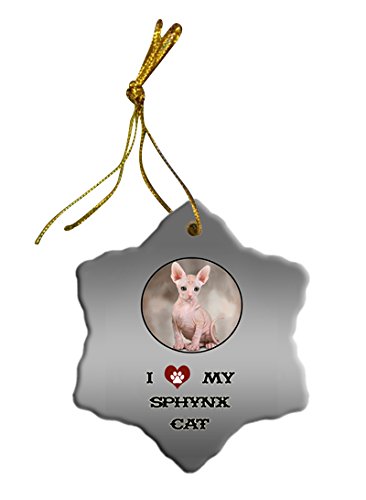 Sphynx Cat Christmas Snowflake Ceramic Ornament