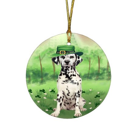 St. Patricks Day Irish Portrait Dalmatian Dog Round Christmas Ornament RFPOR48783